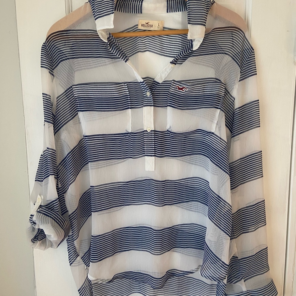 Hollister Blue Striped Women's Top NWOT